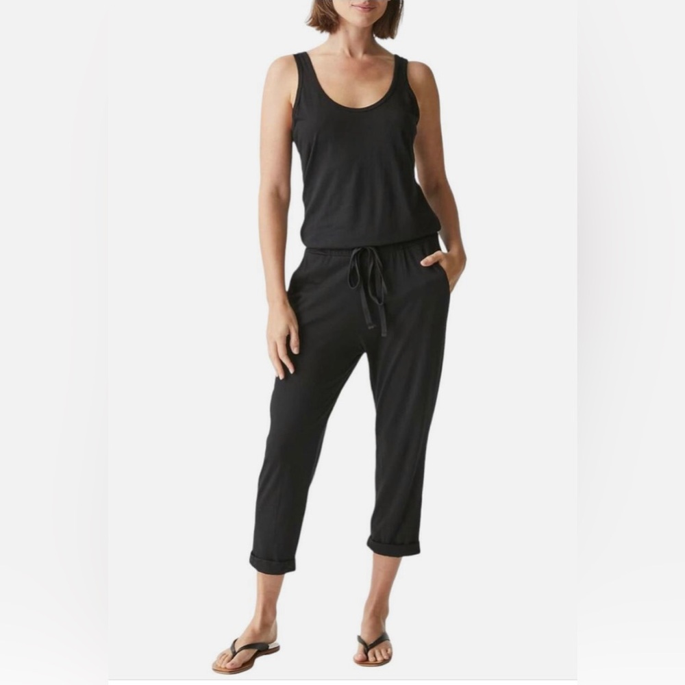 Black Women's Tank Jumpsuit with Drawstring Waist Pants